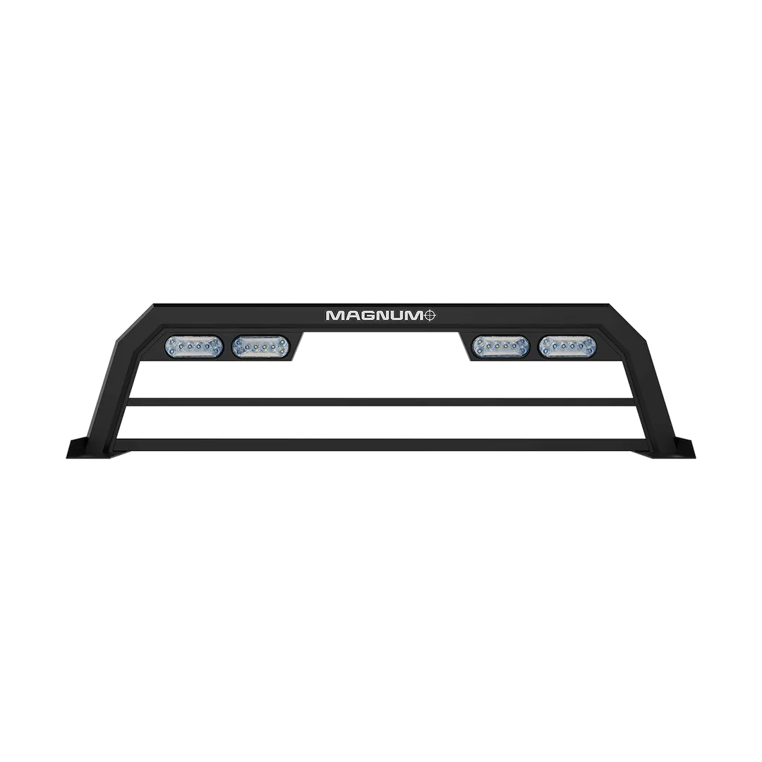 18SBLBRAB – MAGNUM TRUCK Headache Rack, Louvered Lighted 18 Inch Powder Coated Matte Black Aluminum For Service Body ...